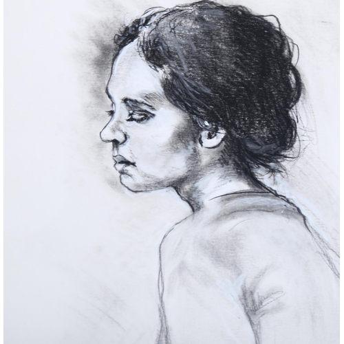 793 - Clive Fredriksson, charcoal/chalk, portrait, 30cm x 23cm, framed