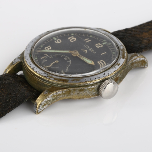 1000 - LEMANIA - A Second World War Period Military Issue chrome-plated 'Dirty Dozen' mechanical wristwatch... 