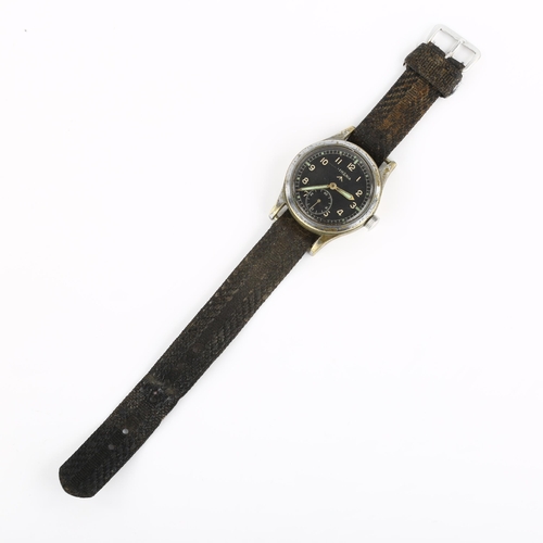 1000 - LEMANIA - A Second World War Period Military Issue chrome-plated 'Dirty Dozen' mechanical wristwatch... 