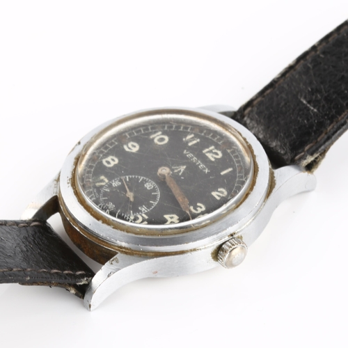 1001 - VERTEX - a Second World War Period Military Issue chrome-plated 'Dirty Dozen' mechanical wristwatch,... 