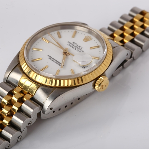 1005 - ROLEX - a bi-metal Oyster Perpetual Datejust automatic bracelet watch, ref. 16233, circa 1989, white... 