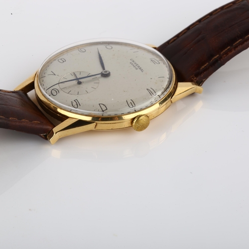 1008 - UNIVERSAL GENEVE - an 18ct gold mechanical wristwatch, ref. 11244, circa 1956, silvered dial with sl... 