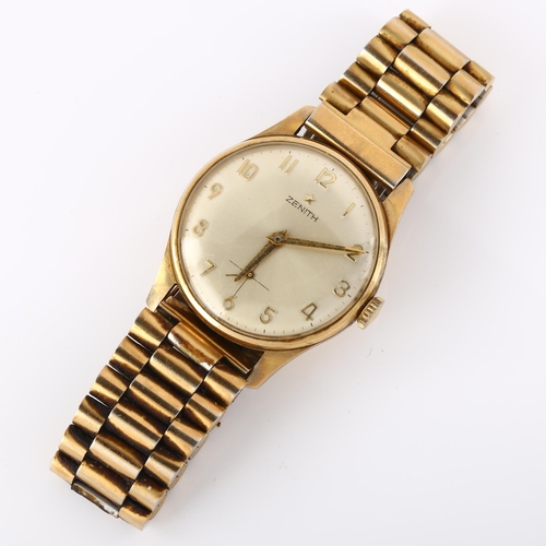 1011 - ZENITH - a Vintage 9ct gold mechanical bracelet watch, ref. 1897, circa 1960s, silvered dial with gi... 