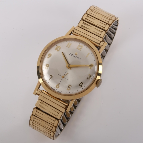 1012 - ZENITH - a Vintage 9ct gold mechanical bracelet watch, ref. 43497, circa 1960s, silvered dial with g... 