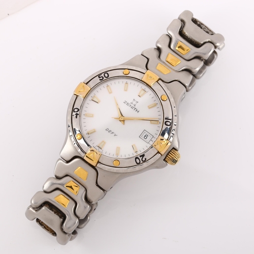 1013 - ZENITH - a bi-metal Defy quartz bracelet watch, ref. 08/59.2100.226, white dial with luminous baton ... 