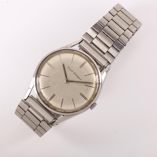 1026 - GIRARD-PERREGAUX - a Vintage stainless steel mechanical wristwatch, circa 1960s, brushed silvered di... 