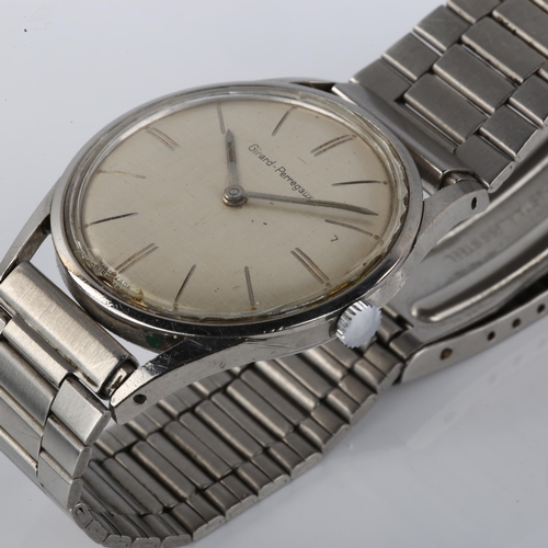 1026 - GIRARD-PERREGAUX - a Vintage stainless steel mechanical wristwatch, circa 1960s, brushed silvered di... 