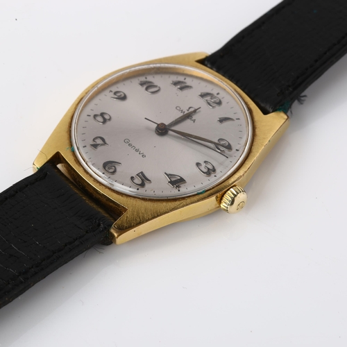 1039 - OMEGA - a gold plated stainless steel Geneve mechanical wristwatch, ref. 135.041, circa 1969, silver... 