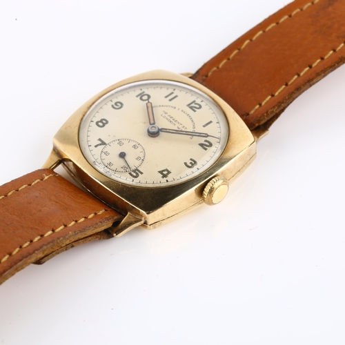 1041 - GOLDSMITHS & SILVERSMITHS CO LTD - a mid-20th century 9ct gold mechanical wristwatch, ref. 044, circ... 