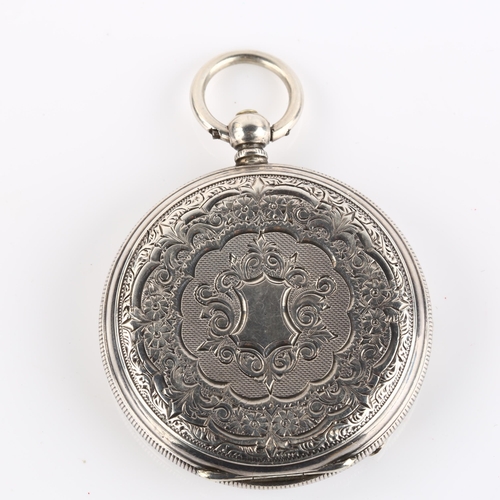 1065 - A Swiss sterling silver open-face key-wind pocket watch, white enamel dial with Roman numeral hour m... 