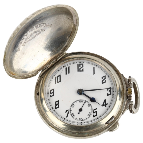 1066 - DUNLOP - an American Art Deco golf ball full hunter pocket watch, white enamel dial with Arabic nume... 