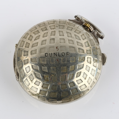 1066 - DUNLOP - an American Art Deco golf ball full hunter pocket watch, white enamel dial with Arabic nume... 