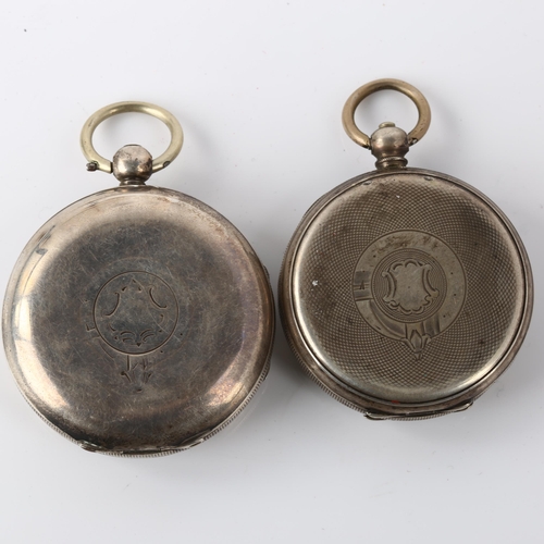 1070 - 2 silver-cased open-face key-wind pocket watches, including J G Graves of Sheffield, both not curren... 