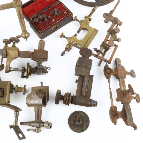 1073 - A quantity of watchmaker's bench tools, including lathe, jacot tool etc