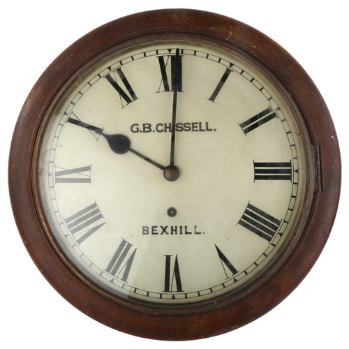 1078 - G B CHISSELL OF BEXHILL - an early 20th century mahogany-cased 30-hour circular dial wall clock, whi... 