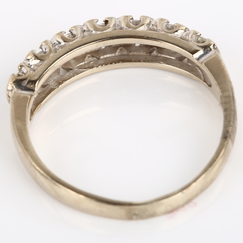 1136 - An 18ct white gold seven stone diamond half eternity ring, set with modern round brilliant-cut diamo... 