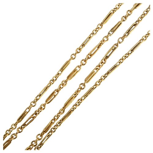 1142 - A Chinese 18ct gold trombone link chain necklace, maker's marks WN, necklace length 70cm, 15.6g