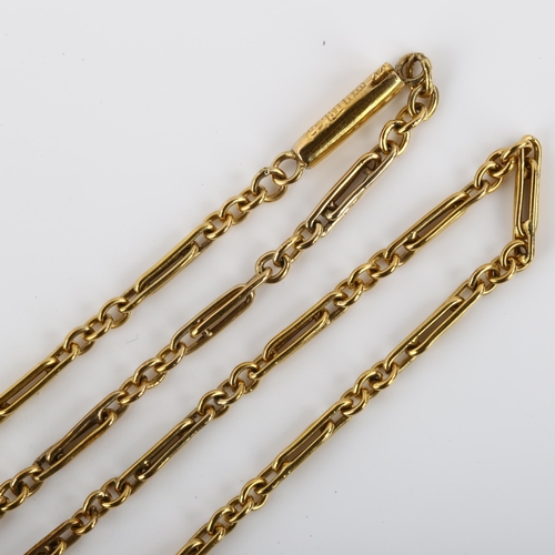 1142 - A Chinese 18ct gold trombone link chain necklace, maker's marks WN, necklace length 70cm, 15.6g