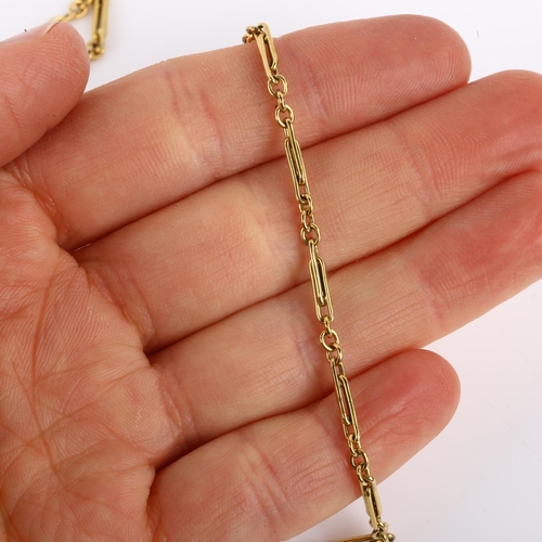 1142 - A Chinese 18ct gold trombone link chain necklace, maker's marks WN, necklace length 70cm, 15.6g