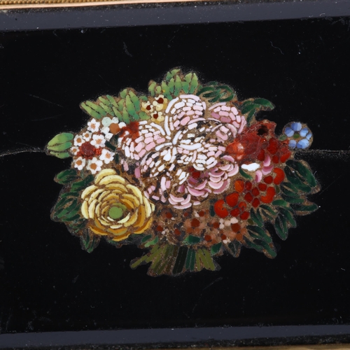 1143 - An Antique Italian micro-mosaic plaque brooch, depicting bunch of flowers, in unmarked yellow metal ... 