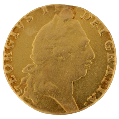 1154 - A George III 1793 gold spade guinea coin, diameter 24.4mm, 8.2g