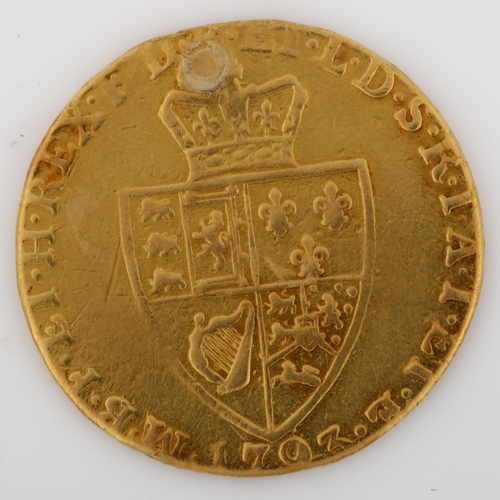 1154 - A George III 1793 gold spade guinea coin, diameter 24.4mm, 8.2g