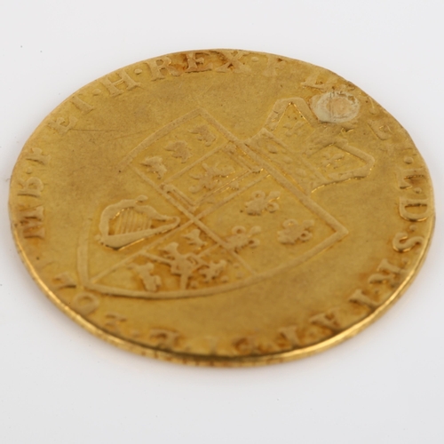 1154 - A George III 1793 gold spade guinea coin, diameter 24.4mm, 8.2g