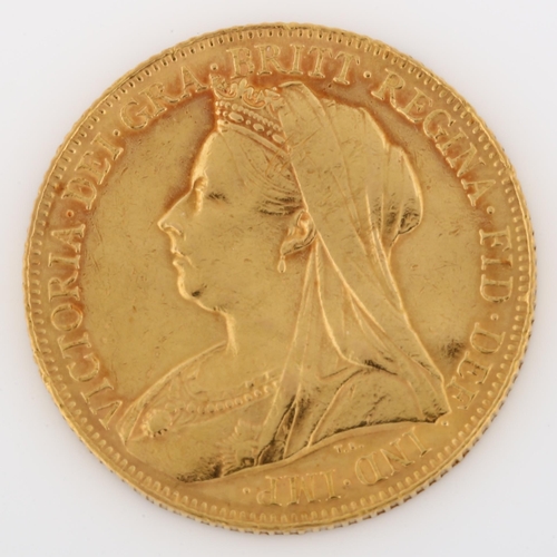 1156 - A Victoria 1899 gold full sovereign coin, old head, 7.9g