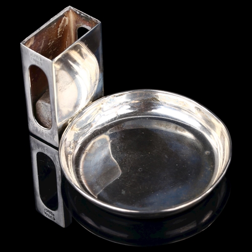 1687 - ASPREY - an Art Deco George V silver combination matchbox holder/ashtray, by Asprey & Co Ltd, hallma... 