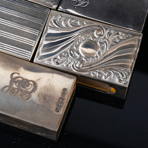 1691 - 5 silver matchbox holders, largest 6cm x 4cm (5)