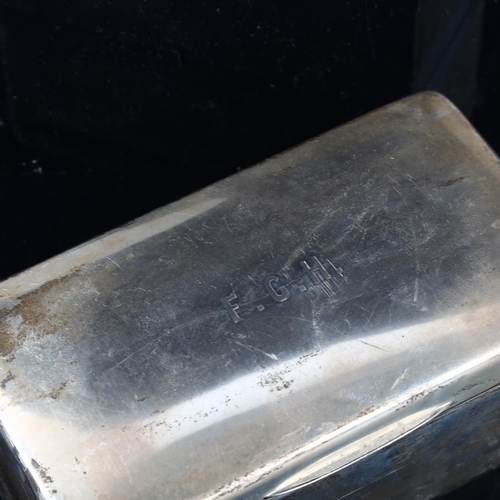 1695 - A large George VI rectangular silver cigarette box, by A & J Zimmerman, hallmarks Birmingham 1946, 1... 