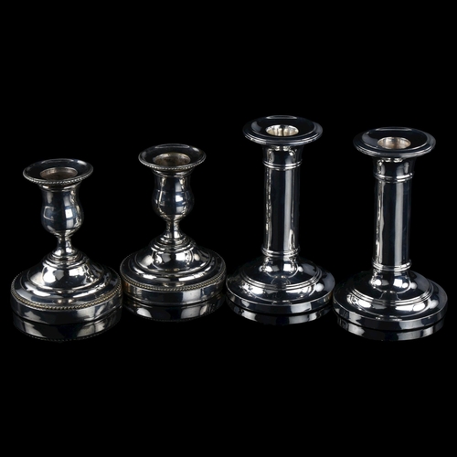 1710 - A pair of Edwardian silver plain form table candlesticks, hallmarks Birmingham 1906, height 11.5cm, ... 