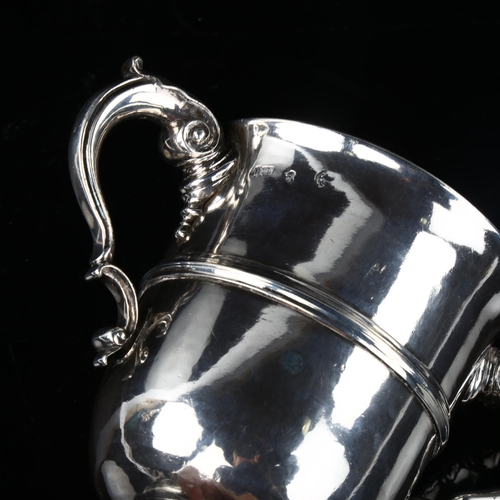 1715 - An Irish George II/George III silver 2-handled presentation trophy cup, with engraved armorial crest... 