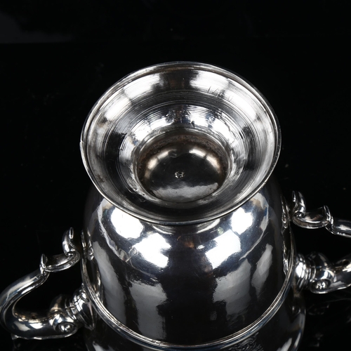 1715 - An Irish George II/George III silver 2-handled presentation trophy cup, with engraved armorial crest... 