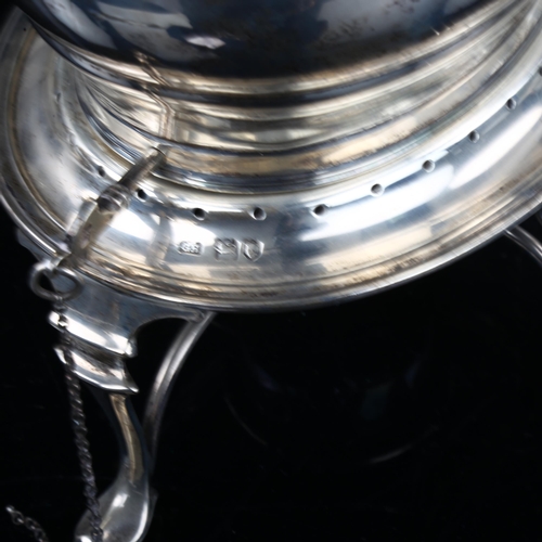 1735 - A George V silver kettle on stand, with ebonised handle and finial, by Harrison Brothers and Howson,... 