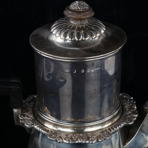 1737 - A rare Irish George IV silver coffee biggin, tapered cylindrical form with half fluted decoration an... 