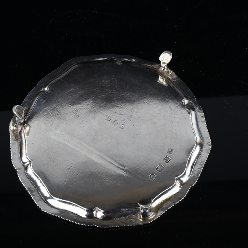 1741 - A George III silver salver, circular-shaped form with gadrooned rim, by John Crouch and Thomas Hanna... 