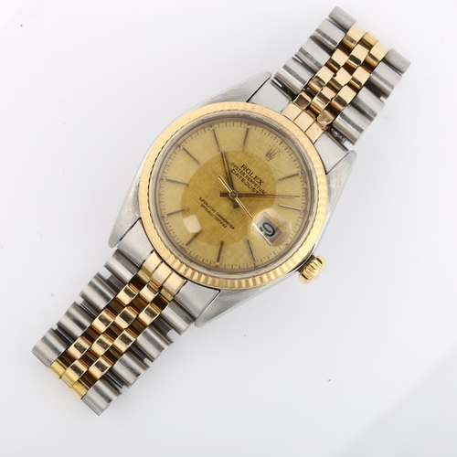 1083 - ROLEX - a bi-metal Oyster Perpetual Datejust automatic bracelet watch, ref. 16013, circa 1985, textu... 
