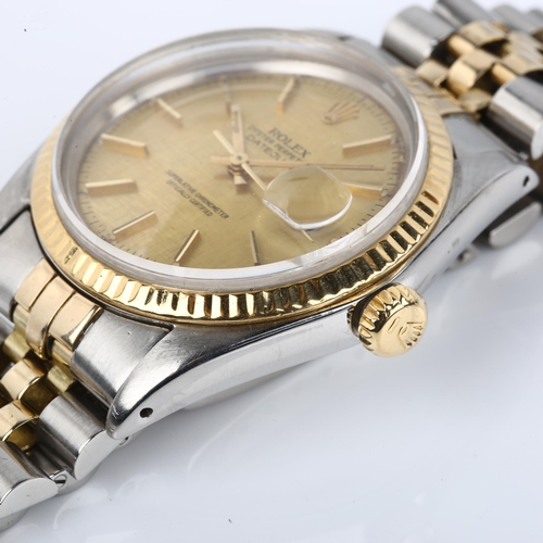 1083 - ROLEX - a bi-metal Oyster Perpetual Datejust automatic bracelet watch, ref. 16013, circa 1985, textu... 