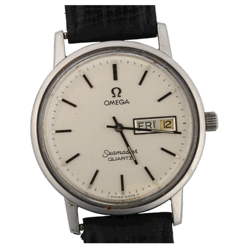 1085 - OMEGA - a stainless steel Seamaster quartz wristwatch, ref. 196.0080, circa 1977, silvered dial with... 