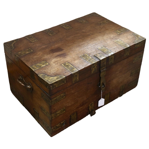 386 - A padouk, fitted and brass mounted box, 56x 37cm, height 30cm