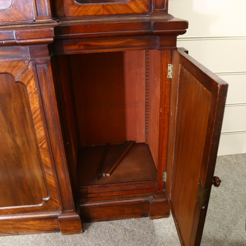 387 - A Victorian mahogany breakfront bookcase, height 216cm, Width 168cm, depth 50cm