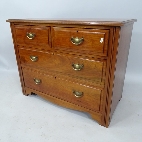 2076 - A 1920s mahogany chest of 2 short and 2 long drawers, 91cm x 71cm x 48cm