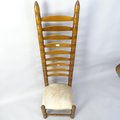 2039 - A mid-century French tall ladder-back chair, in the manner of Charles Dudouyt