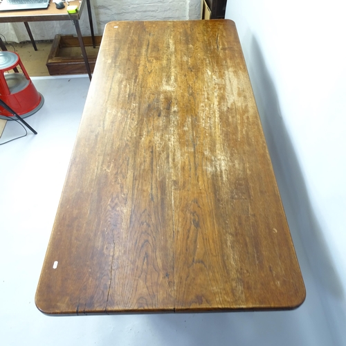 2046 - An oak refectory dining table, 198cm x 74cm x 90cm