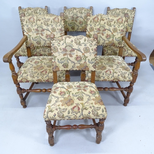 2082 - A set of six oak and upholstered dining chairs