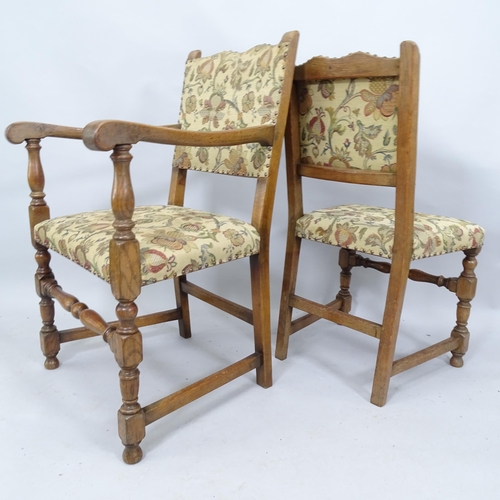 2082 - A set of six oak and upholstered dining chairs