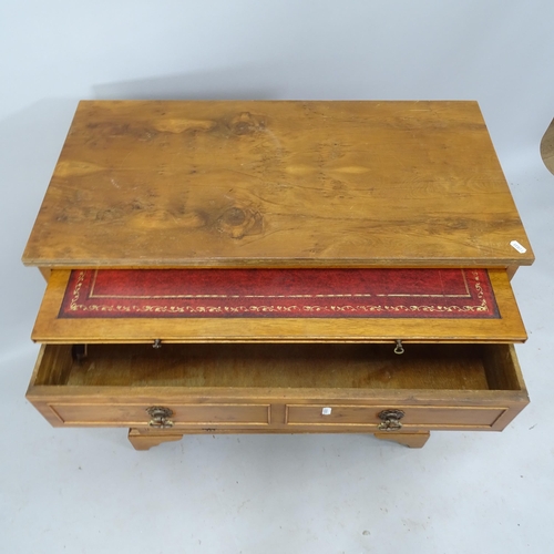 2084 - An early 20th century walnut chest of 4 long drawers with brushing slide, on bracket feet, 78cm x 84... 