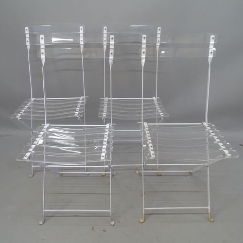 2085 - A set of 4 lucite and white enamelled steel folding bistro style chair