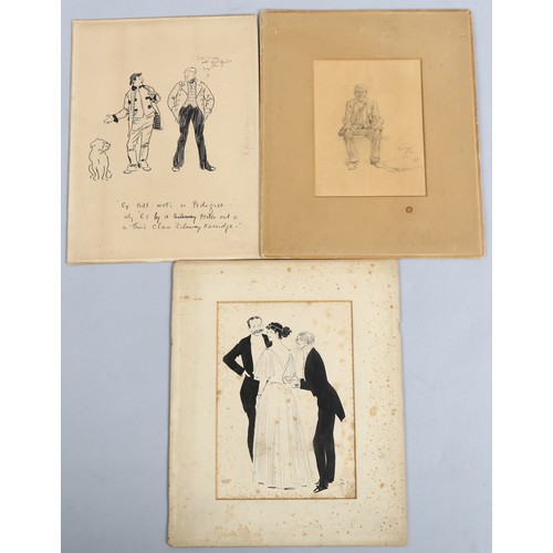 726 - Phil May (1864 - 1903), 3 original pen an ink illustrations, sheet size 36cm x 26cm, unframed